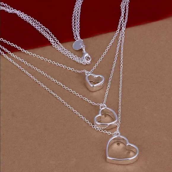 Jewelry - Sterling Silver Heart Multilayer Necklace